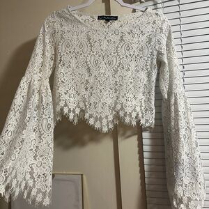 For love and lemons White Lace Bell Sleeve Top